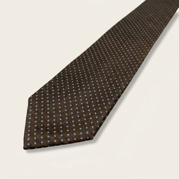 Ernst Other - Vintage Ernst San Francisco Silk Tie, Brown & Blue Polka Dot Pattern, USA Made